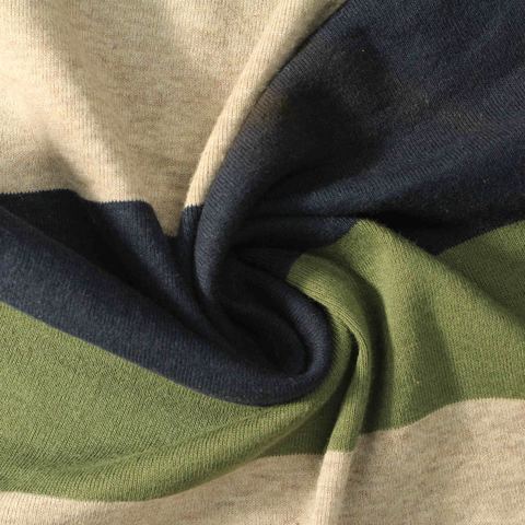 Beige Horizontal-Stripe Rib Knit, Cotton