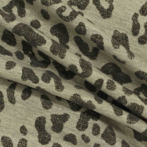 Khaki Leopard Knit, Cotton-Poly