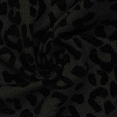 Animal Print Flocked Cotton Polyester Stretch Knit Fabric
