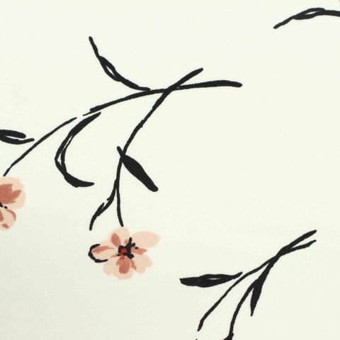 Floral Polyester Stretch Linen-Look Fabric