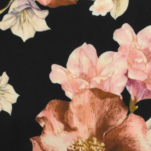 Bold Floral Polyester Stretch Woven Fabric