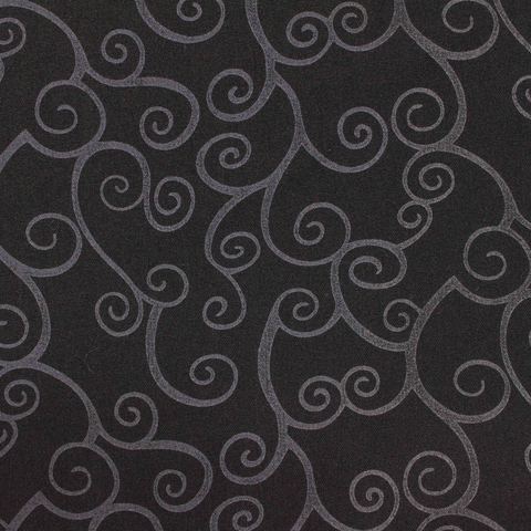 Dark Grey Scroll Jacquard, Poly-Viscose
