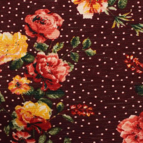 Bold Floral Polyester Stretch Knit Fabric