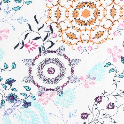 Orange Abstract-Floral Woven, Viscose