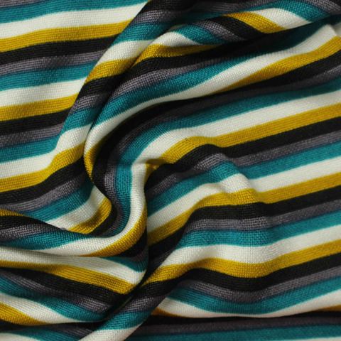 Striped Polyester Viscose Interlock Knit Fabric