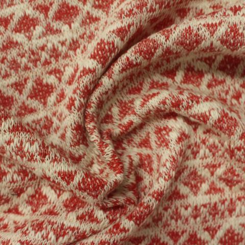 Red Geometric-Diamond Jacquard, Cotton-Poly