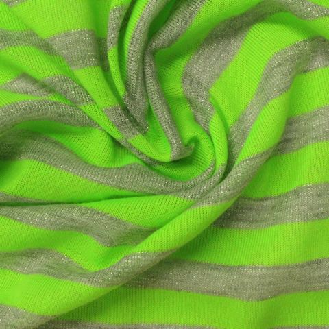 Striped Polyester Metallic Knit Fabric