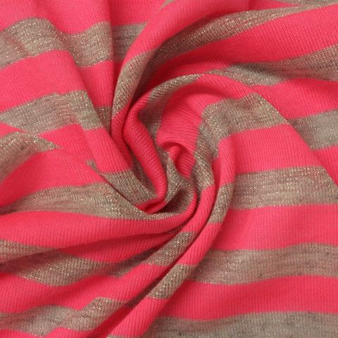 Striped Polyester Metallic Knit Fabric