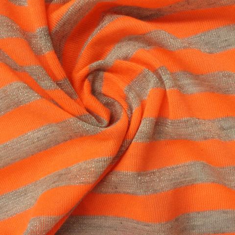 Striped Polyester Metallic Knit Fabric