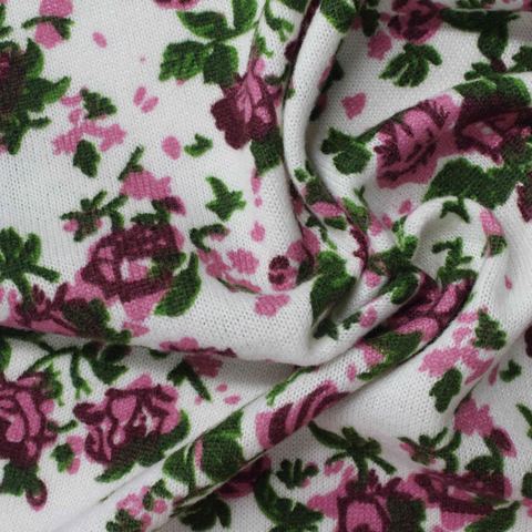 Floral Polyester Stretch Knit Fabric
