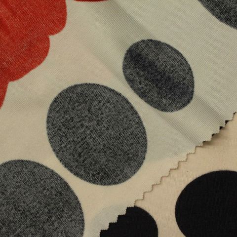 Bold Dotted Polyester Stretch Knit Fabric