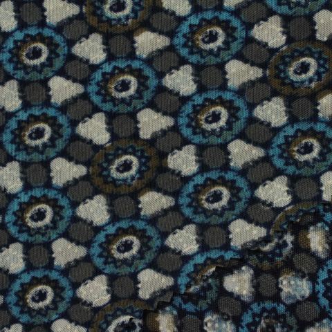 Blue Floral Knit, Polyester, 160 gsm