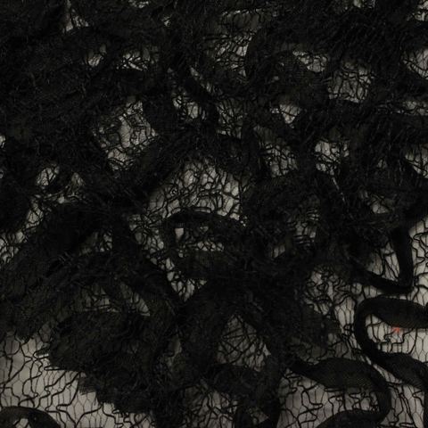 Black Floral Jacquard, Polyester, 62 gsm