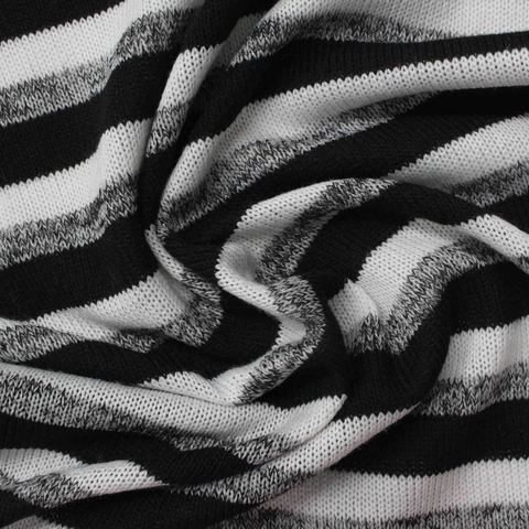 Bold Striped Polyester Viscose Stretch Knit Fabric