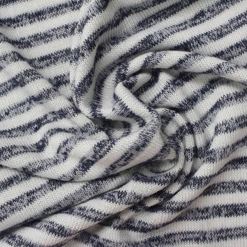 Fine Striped Polyester Viscose Stretch Knit Fabric