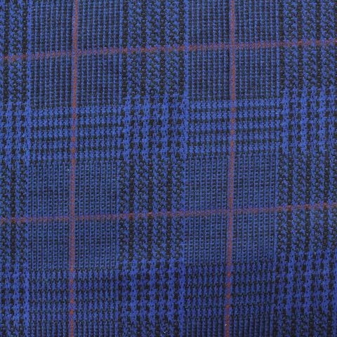 Bold Plaid Brushed Polyester Stretch Knit Fabric