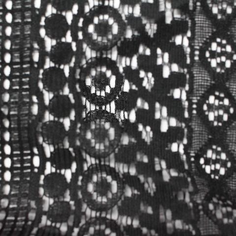 Black Geometric Lace, Cotton-Nylon
