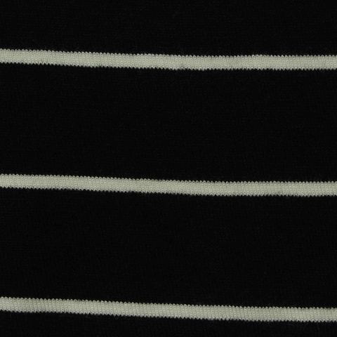 White Horizontal-Stripe Jersey Knit, Viscose