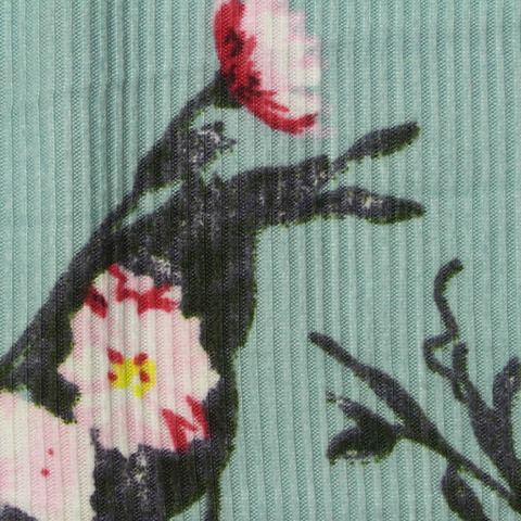 Bold Floral Brushed 100% Polyester Rib Knit Fabric