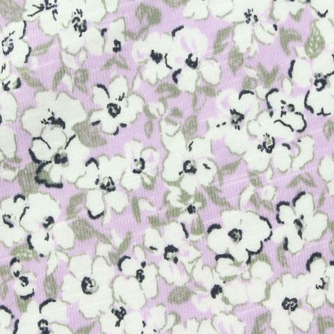 Floral Slub 100% Cotton Jersey Knit Fabric