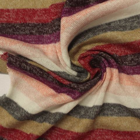 Striped Viscose Polyester Stretch Chunky Knit Fabric