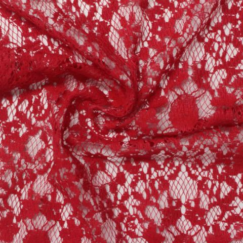 Red Floral Lace, Cotton-Nylon