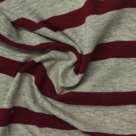 Bold Striped Polyester Cotton Blend Stretch Knit Fabric