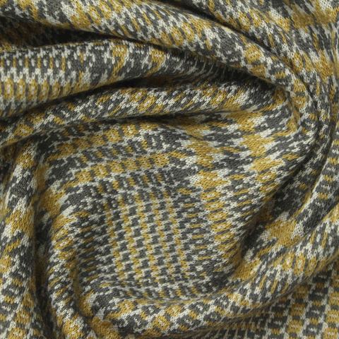 Fine Plaid Polyester Viscose Stretch Knit Fabric