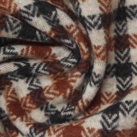 Plaid Brushed Polyester Viscose Stretch Knit Fabric
