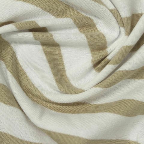 Beige Horizontal-Stripe Jersey Knit, Cotton