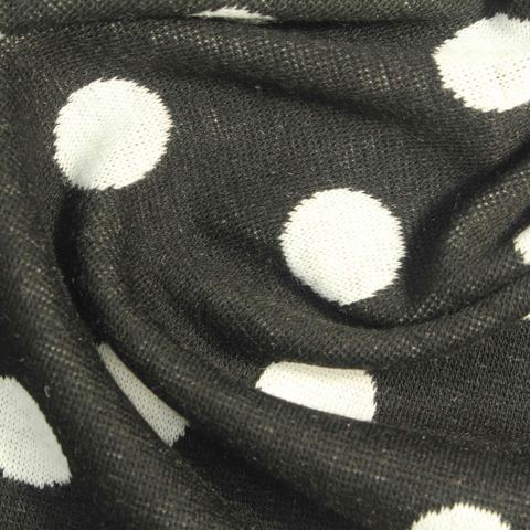 Bold Dotted Polyester Viscose Stretch Knit Fabric