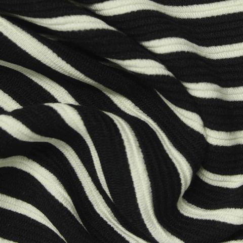 Striped Polyester Viscose Stretch Knit Fabric