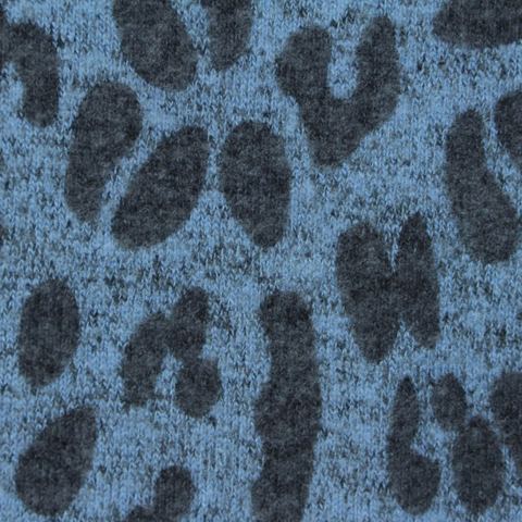 Dark Grey Leopard Knit, Viscose-Poly, 298 gsm