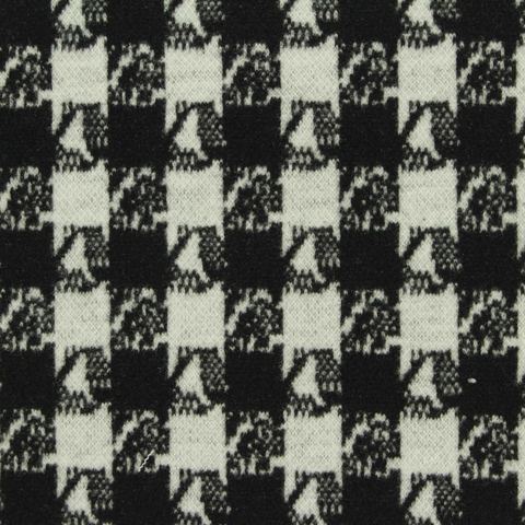 Black Houndstooth Knit, Poly-Viscose, 410 gsm