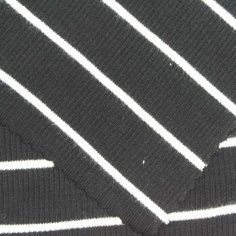 Striped Viscose Stretch Rib Knit Fabric