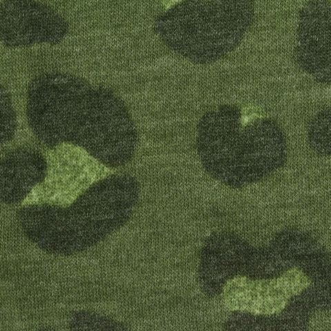 Green Leopard French Terry, Poly-Cotton