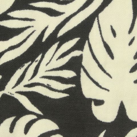 Black Tropical-Leaf Piqué Knit, Viscose-Nylon