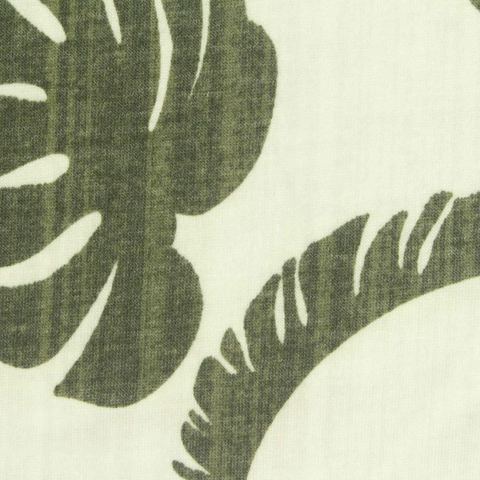 Green Tropical-Leaf Jersey Knit, Poly-Tencel Lyocell