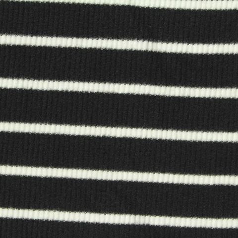 Black Horizontal-Stripe Rib Knit, Polyester
