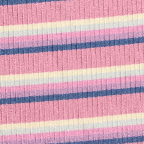 Striped Polyester Viscose Stretch Rib Knit Fabric