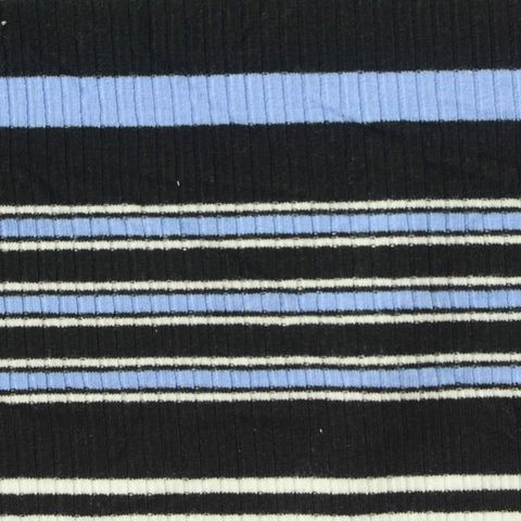 Striped Polyester Viscose Stretch Rib Knit Fabric