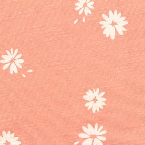 White Daisy Jersey Knit, Poly-Viscose