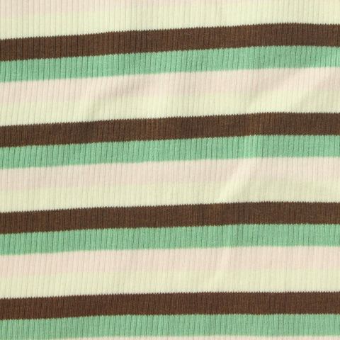 Striped Cotton Viscose Stretch Rib Knit Fabric