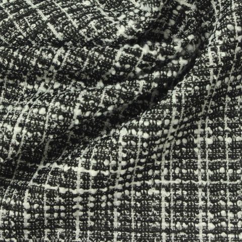 Plaid Polyester Stretch Bouclé Fabric