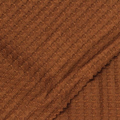 Rust Tone-on-Tone Waffle Knit, Poly-Viscose