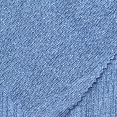 Heather Polyester Metallic Stretch Rib Knit Fabric