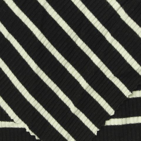 Striped Viscose Stretch Rib Knit Fabric