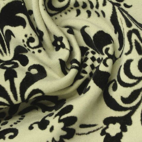Jacquard Flocked Polyester Viscose Knit Fabric