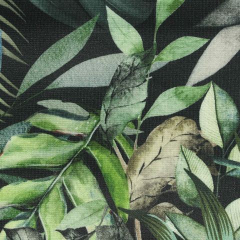 Green Tropical-Leaf Ponte Knit, Poly-Viscose