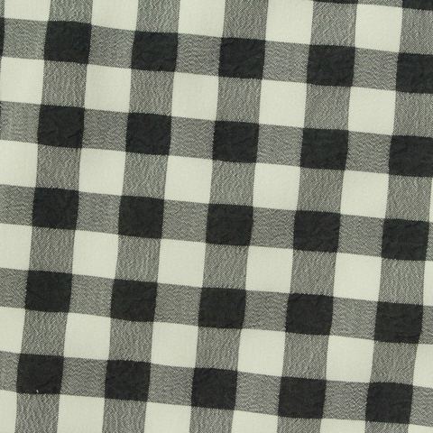 Plaid Polyester Stretch Seersucker Fabric